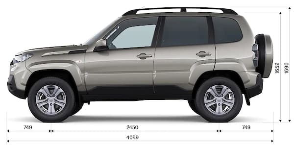 LADA Niva Travel — габариты сбоку: 4133×1804×1690 мм